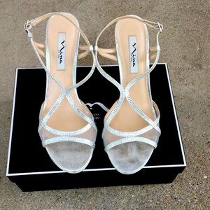 Nina Blossom Silver Metallic Heels